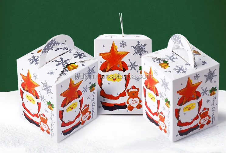 custom portable printed design square cake packaging box christmas cake box with clear window