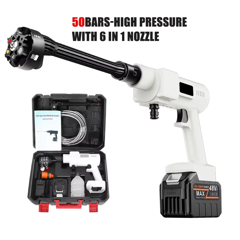 24/48v 725psi Pressure Washer Power Washer With Hose 6 In 1 Nozzle High Pressure Washer For Cleaning Car Pool Garden