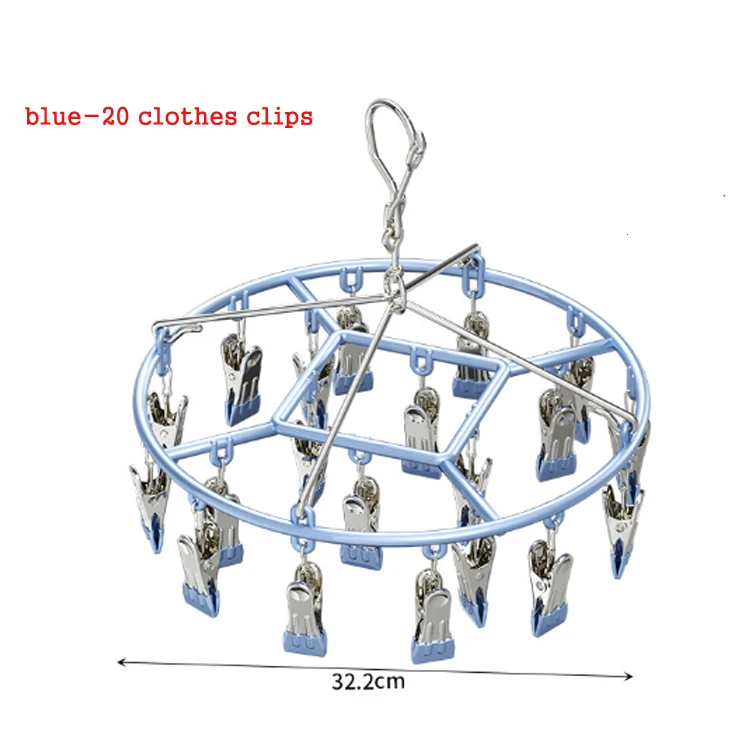 Factory wholesale  stainless hanger clothes drying rotating clothes drying hanger  metal socks hanger with clips