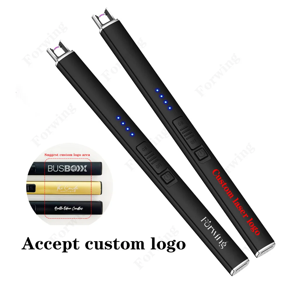 Custom Logo Electronic Arc Lighter Metal Igniter Color Arc Refillable Candle BBQ Home Kitchen Tool with Gift Box