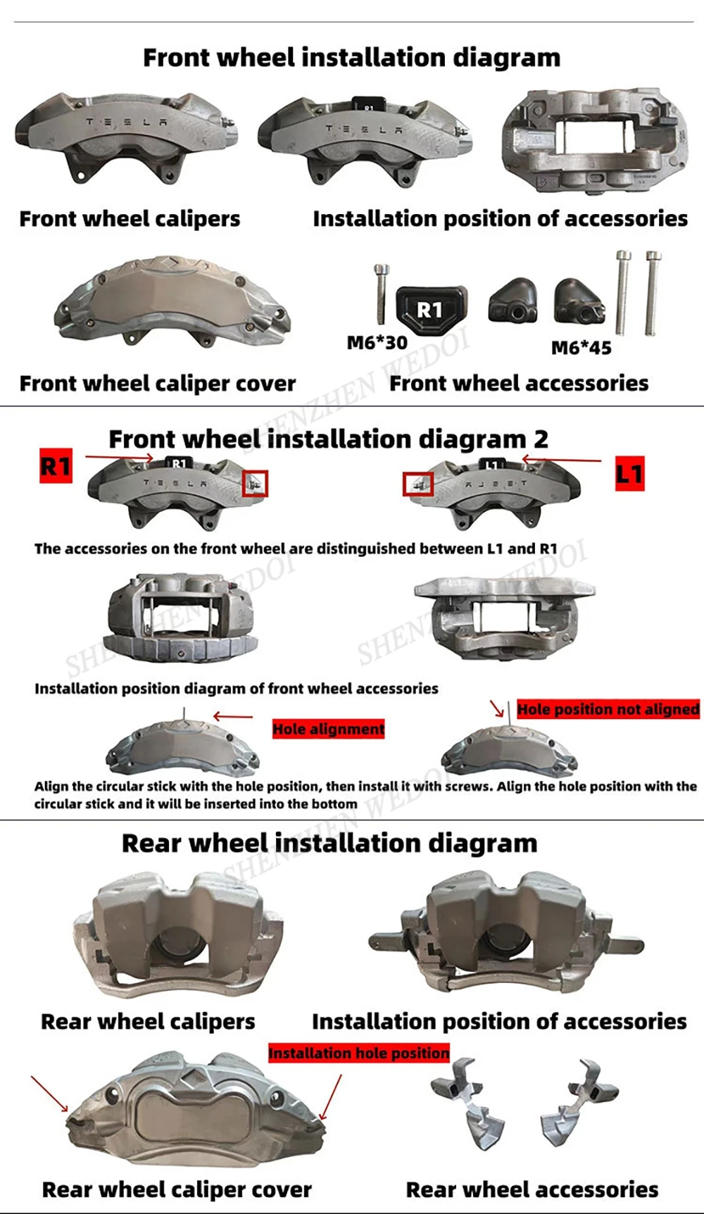 Hot sale tesla exterior accessories 4 pack Caliper cove Aluminum alloy Material for tesla model 3 highland Caliper cover kits