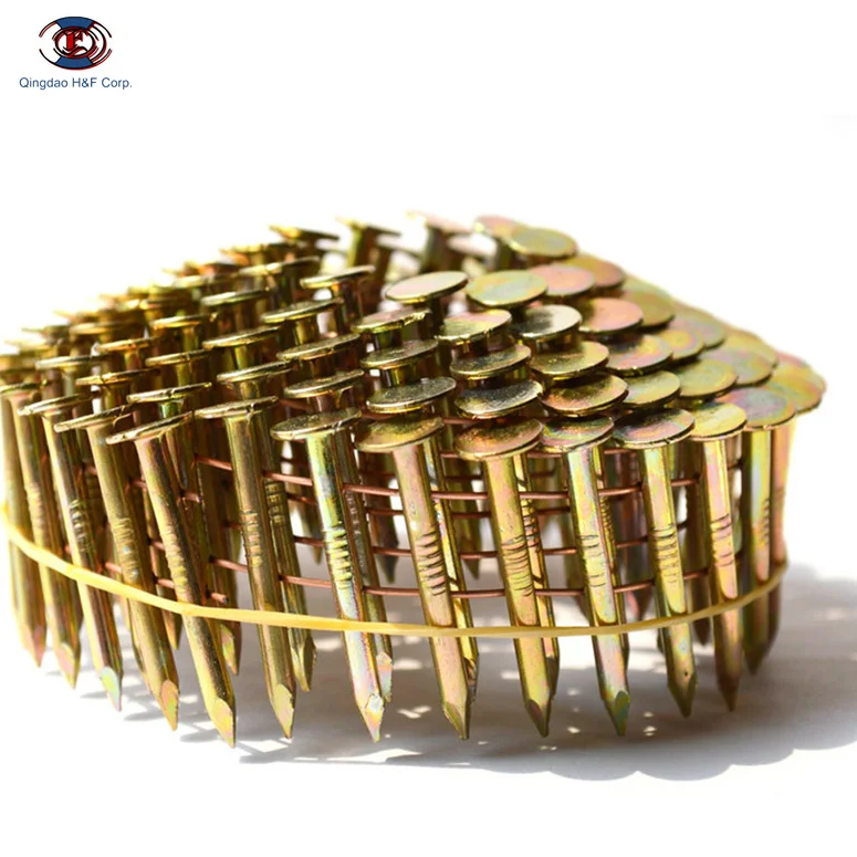 HF wholesale yellow coil nails roofing zinc galvanized 1 1/4 inch smooth coil roofing nails