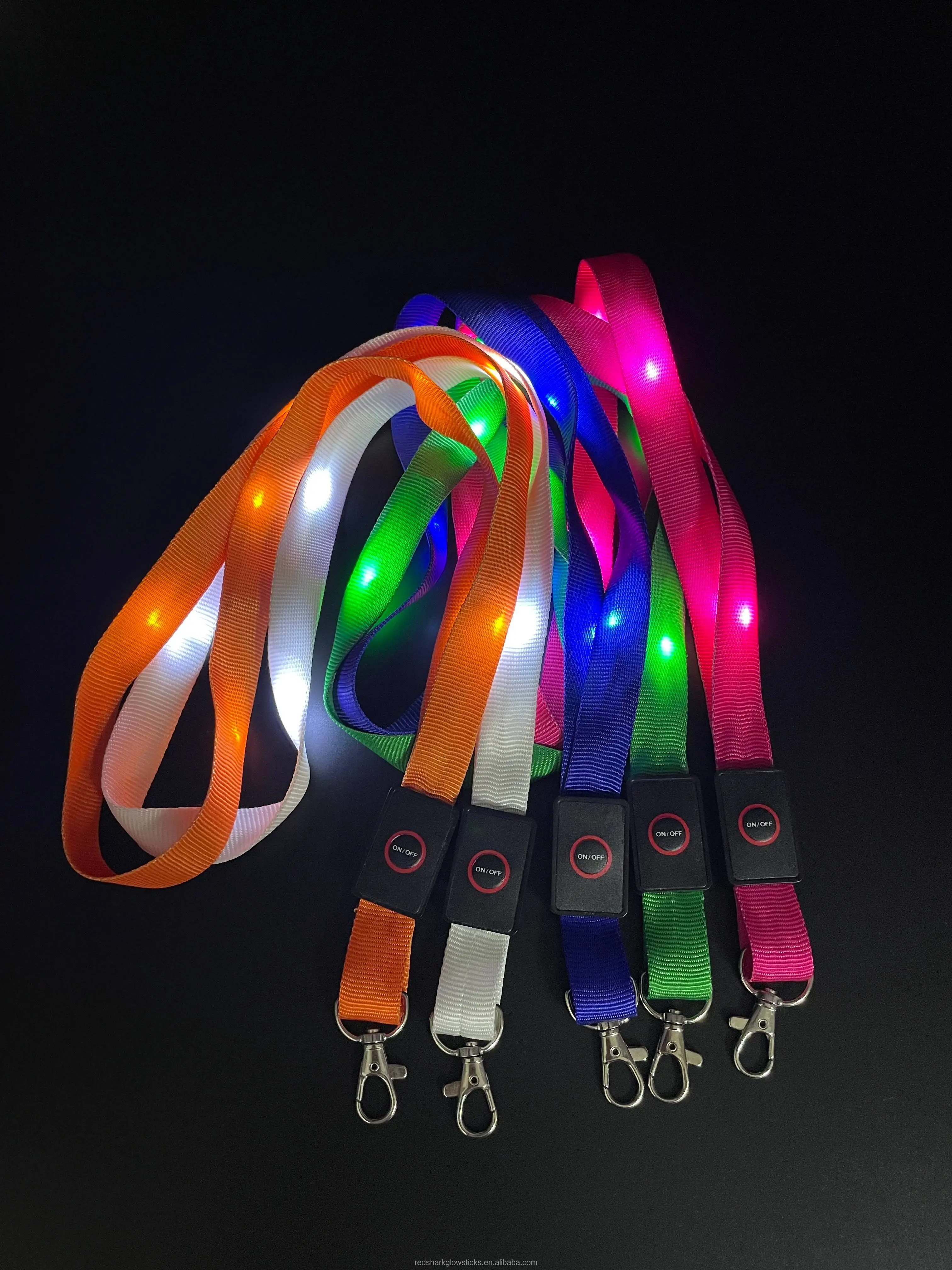 Лидер продаж в мире 2024 нейлоновая полиэфирная сеть с блестками светодиодное освещение рабочий значок карточка стропка для освещения можно настроить