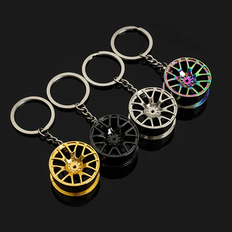 Auto Keychain Wholesale Car Wheel Hub Shape Custom Metal Zinc Alloy Customized Football Keychain Promotional Gifts Die Casting