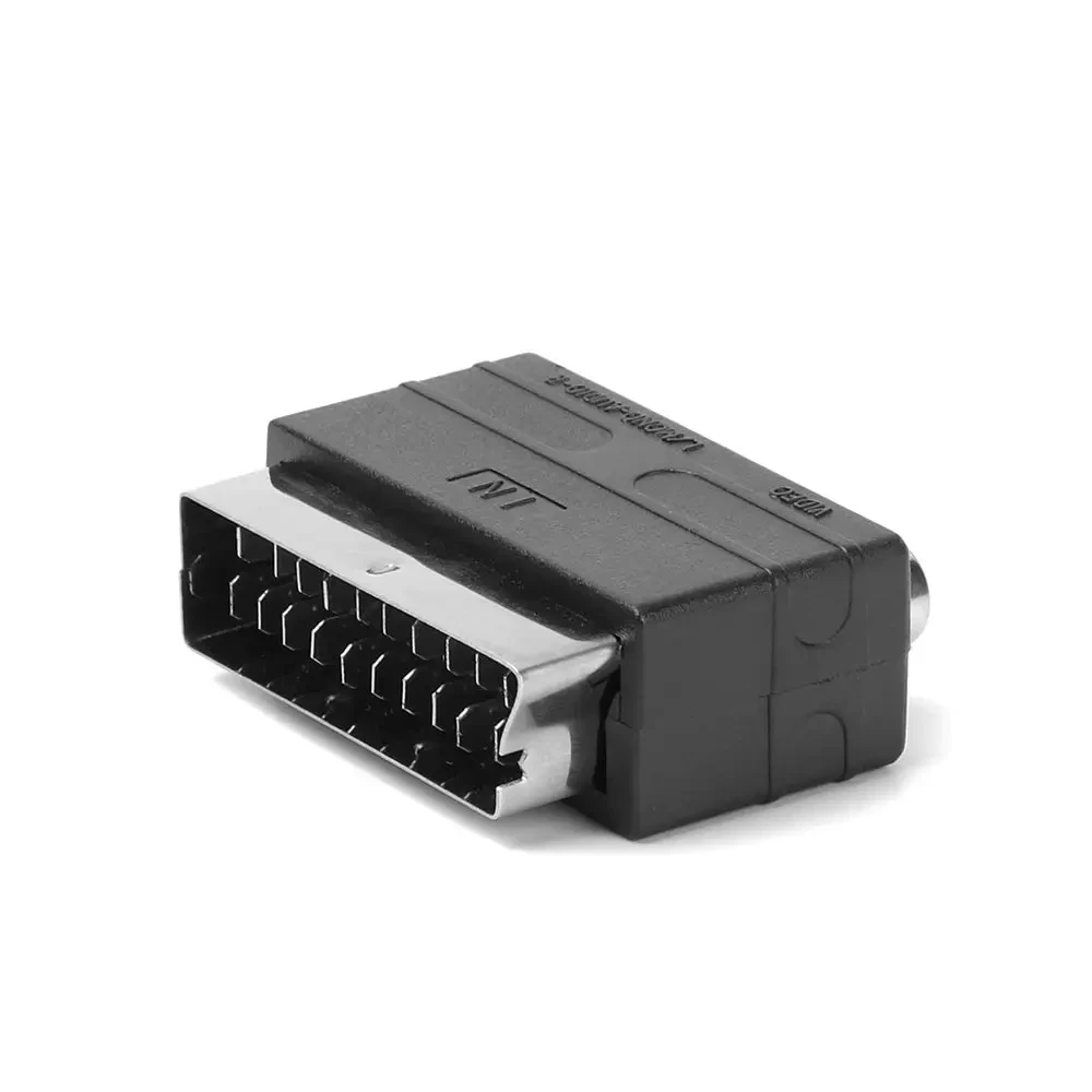 Hot 21Pin Scart Adaptor AV Block to 3 RCA Phono Composite S-Video with in/out Switch Scart Adaptor AV Block