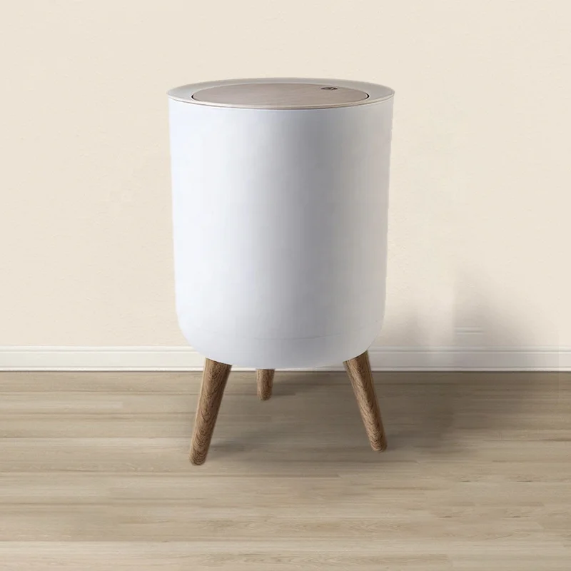 Office storage bin with lid simple push-type bedroom trash can round garbage can