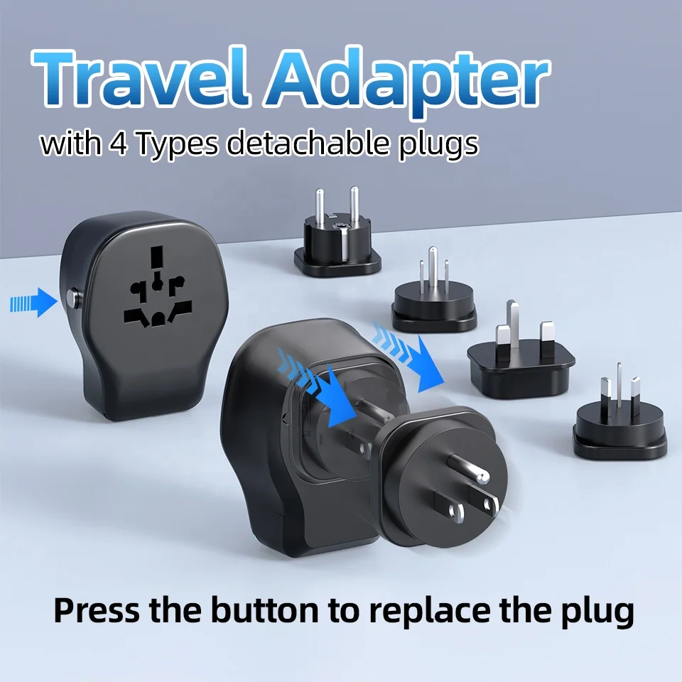 Worldplug Multi Plug Universal Wall Socket Electrical Power Plug All in One Interchangeable Travel Adapter Charger with USB