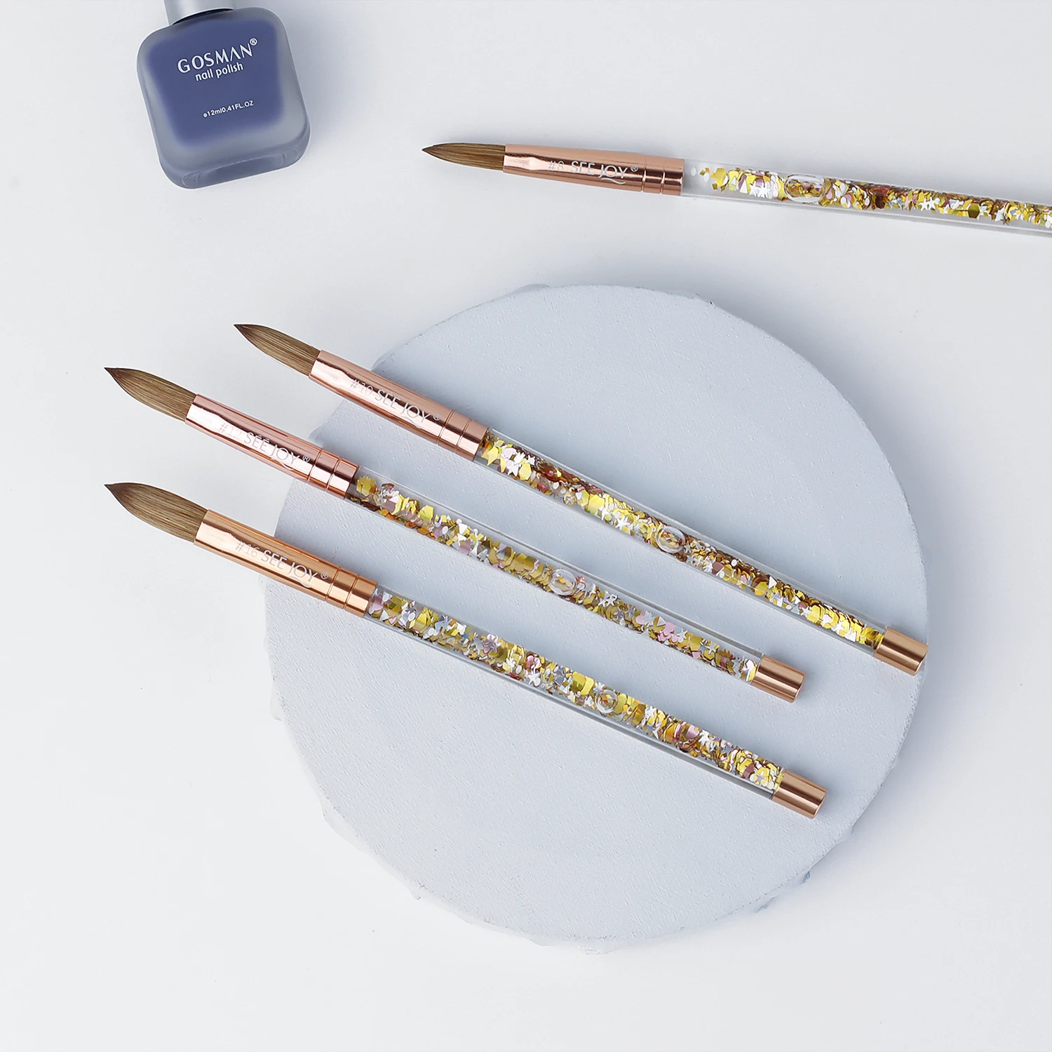 2022 частная маркировка розовое золото Кисть для ногтей 100% чистый колонский дизайн акриловый гель