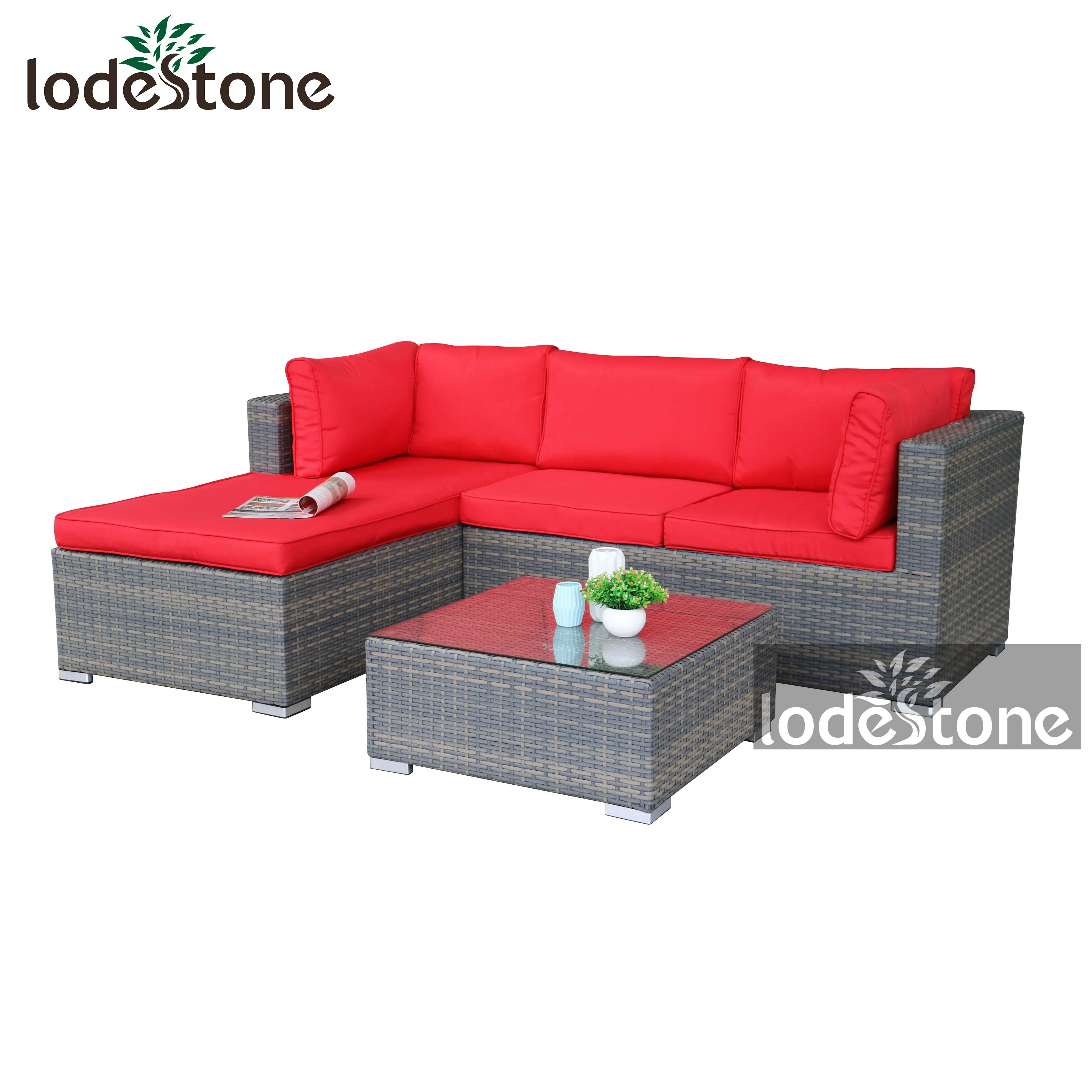 3pcs Best selling KD Wicker Outdoor Corner Sofa Set Garden Sofa Rattan