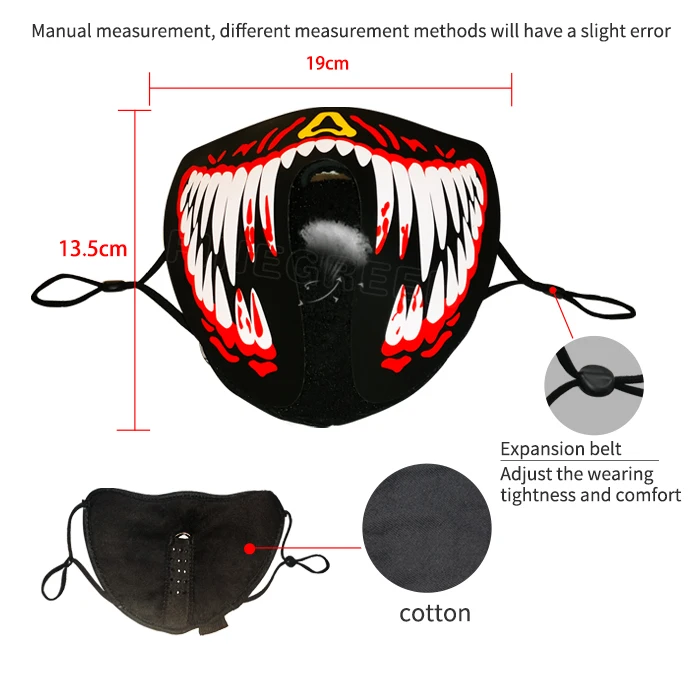 Electric syllable carnival voice-controlled luminous mask Halloween disco dancing voice-controlled luminous mask