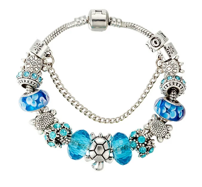 
Blue Crystal Glazed Beads Beaded Bracelet Diy Marine Series Tortoise Bracelet For Women 