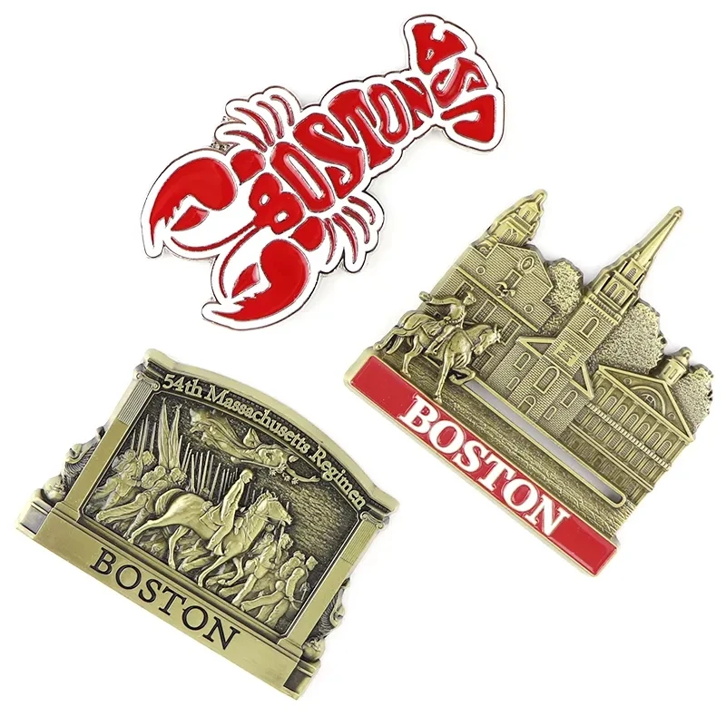 High Quality Custom Design 3D Boston Tourist Souvenir Metal Fridge Magnet