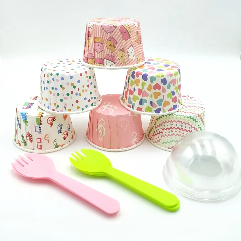 Party Paper Baking Cupcake Liners Disposable Paper Yogurt Bowls Standard Baking Aluminum Cups With Lids