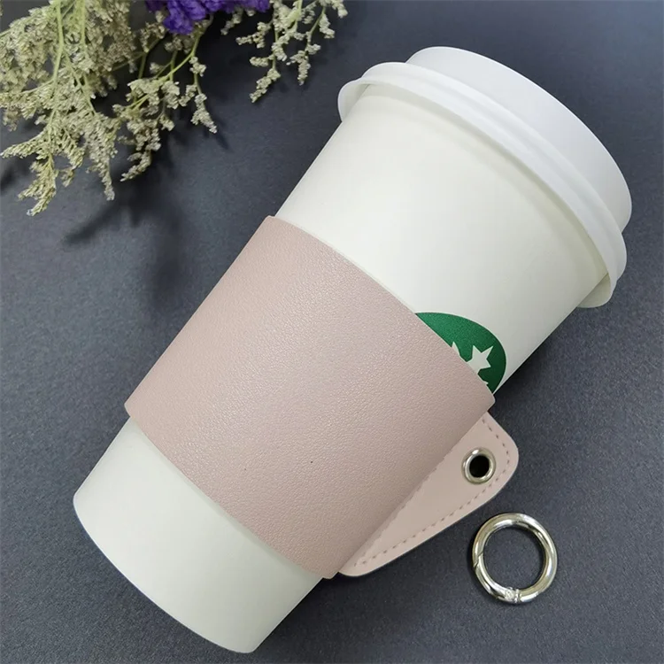 Wholesale a large number of PU leather coffee cups paper cups anti scalding reusable cup covers