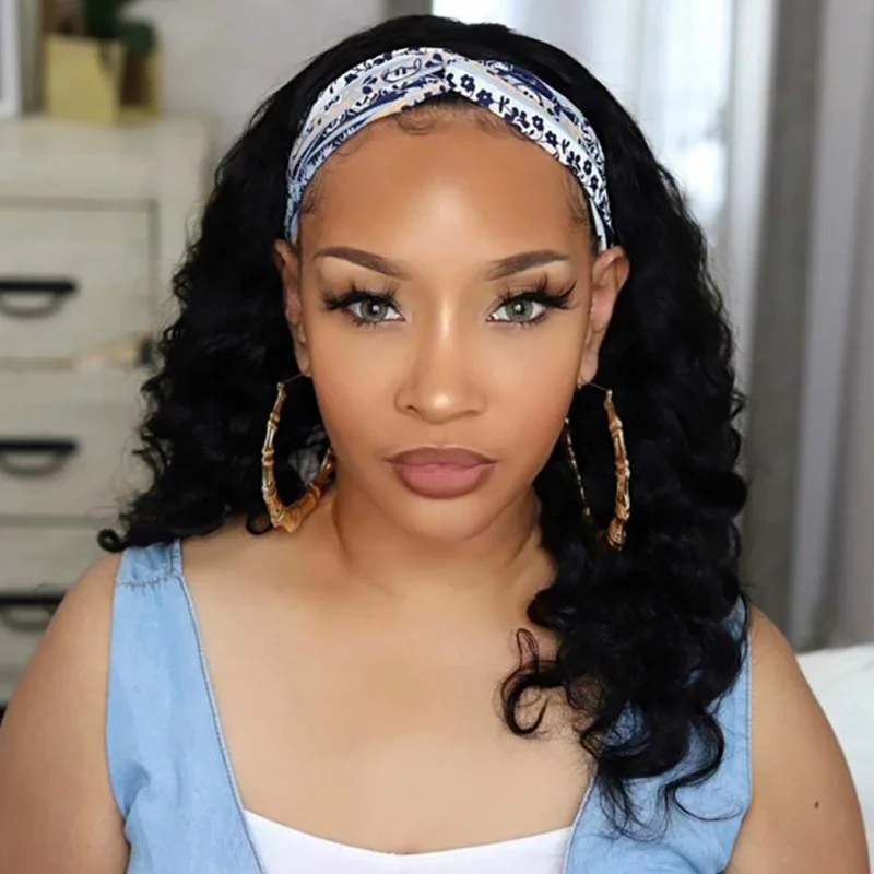 
Easy to Wear Head Band Wigs Human Hair Wig With Band For Black Women Non Lace Hair Band With Wig 
