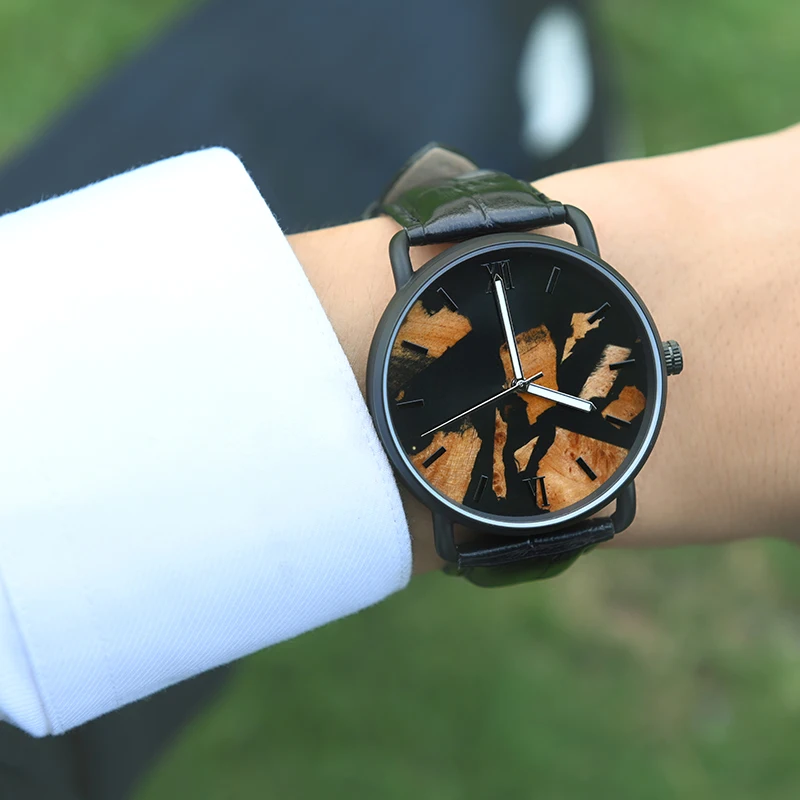 Personalized Trend Fast Delivery Low Moq Dropshipping Leather Strap Customized Low Order Design Your Own Watch Wood Watch