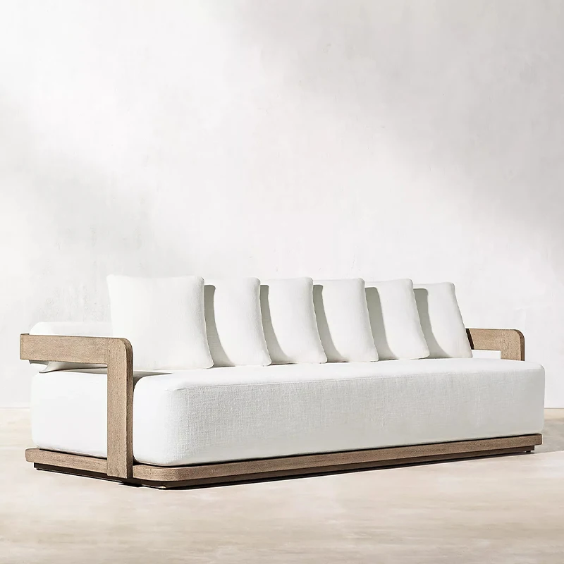 High end luxury yacht villa Myanmar solid wood patio outdoor furniture unique planks design Burma teak sofa