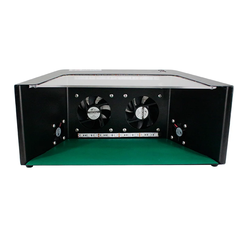 Hongzhun CA-710 UV Lamp Curing Disinfect 3 Lights+4 Fans Mini Dust Free Room Box Clean Bench for Desk on Table Anti Static