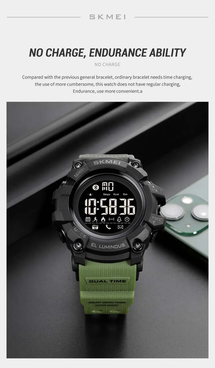 SKMEI 2053 fashion super black mens smart watch latest Silicone band bluetooth step counting running sports watch supplier