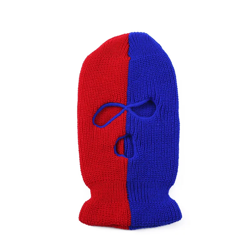 High qualtity Wholesale Custom logo face mask Full Face Cover Ski Mask Three hole dual color knitted balaclava