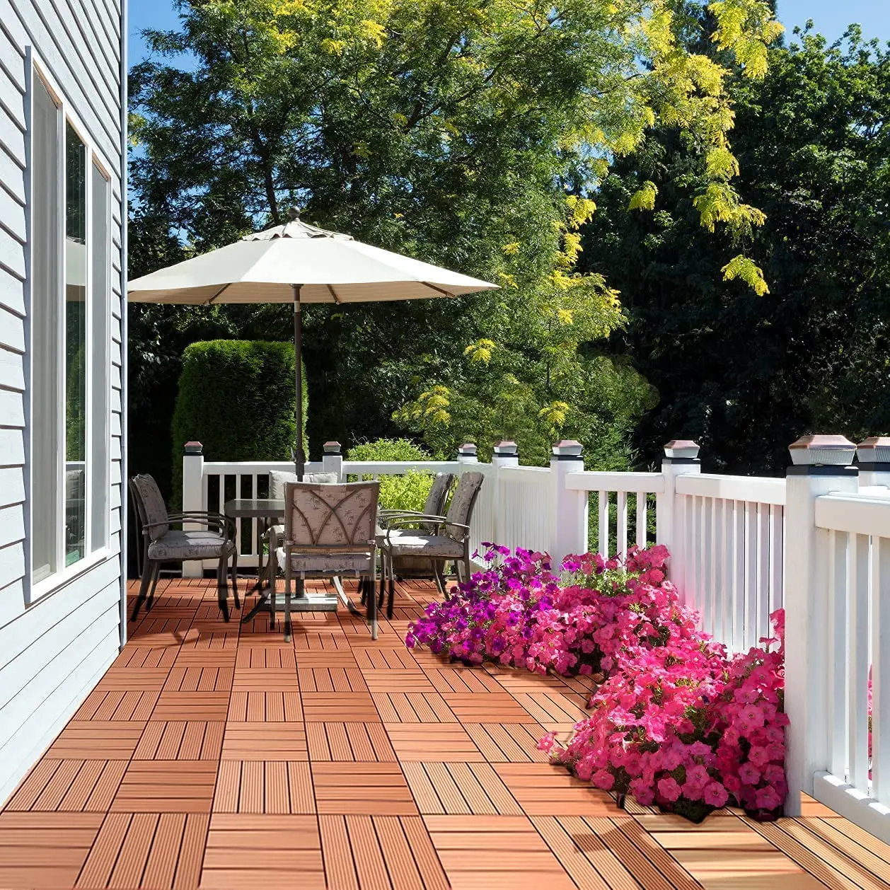 Composite Floor Patio Garden Swimming Pool Balcony Piso Walkway Roof Tiles WPC Board Interlocking Deck Tiles DIY Wood Plastic