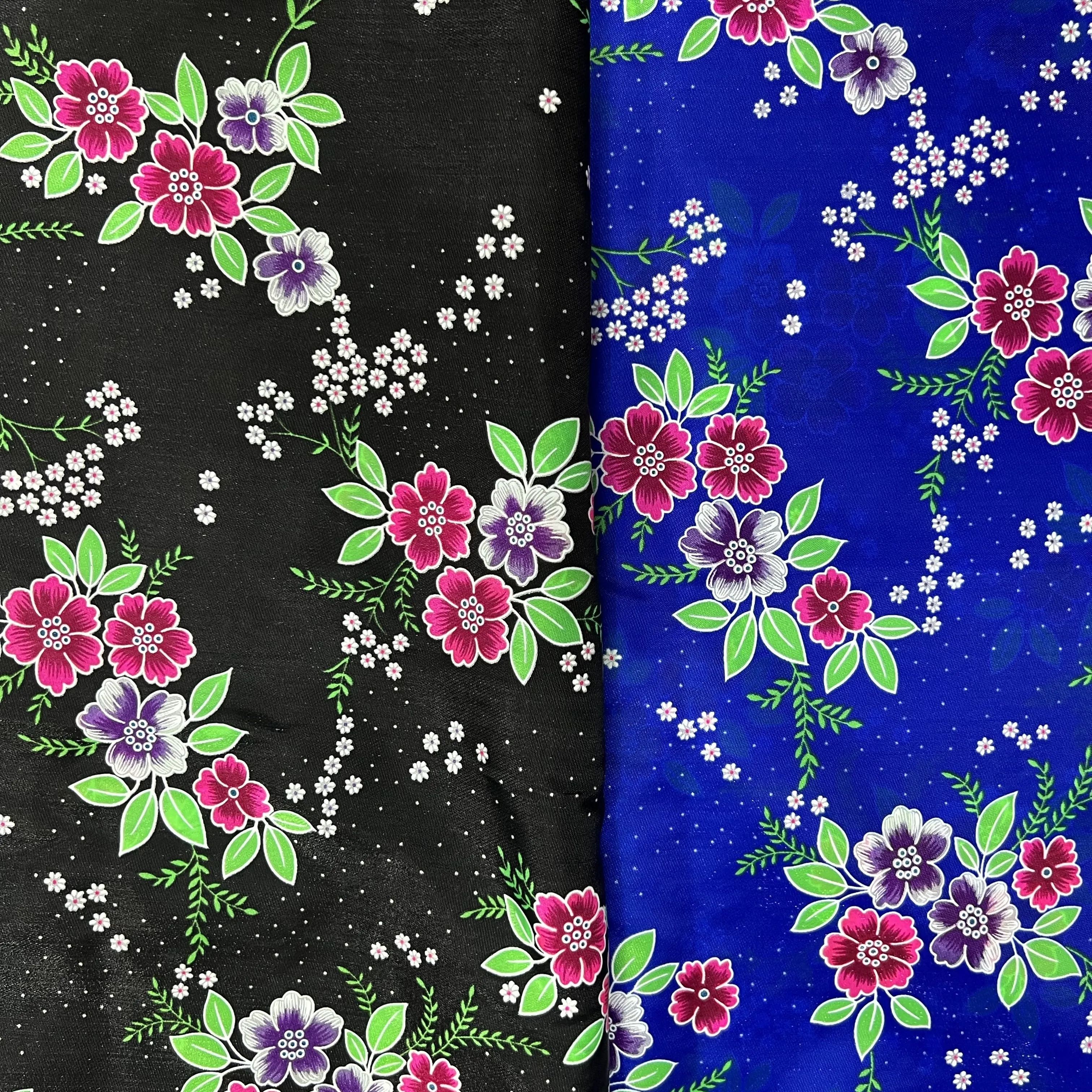 Светло-голубая атласная ткань с золотой нитью, 100% нейлон, японский атлас с цветочным принтом