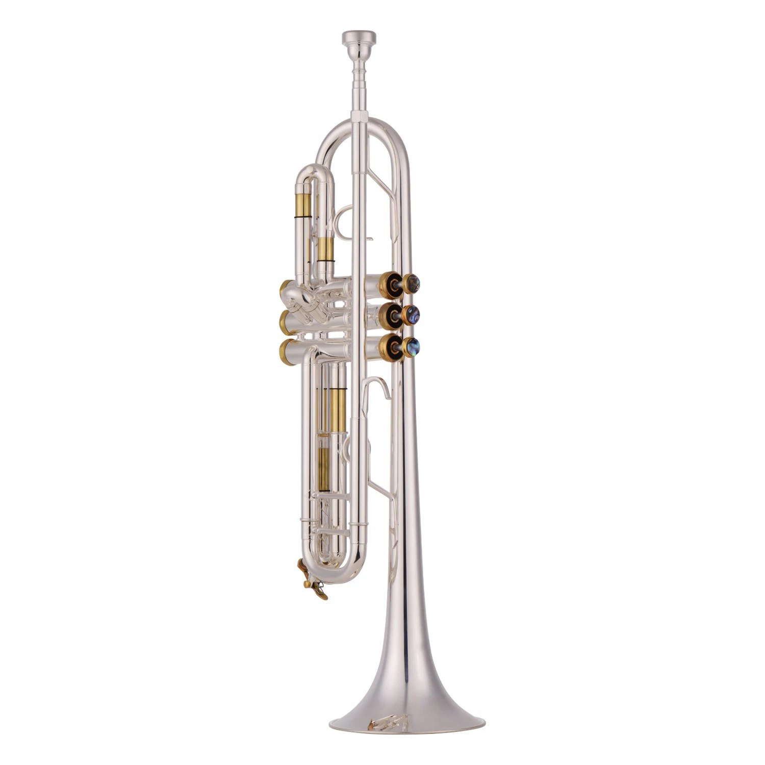Silver Plated Trumpet Golden Keys Professional Wind Instrument with Mouthpiece Carry Bag Cleaning Cloth