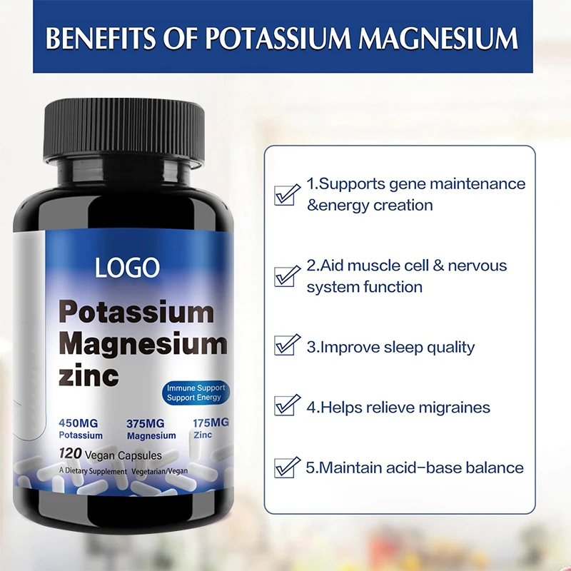Vegan Potassium Magnesium Zinc Capsules Improve Sleep Quality Support Immune System Potassium Magnesium Zinc Capsules