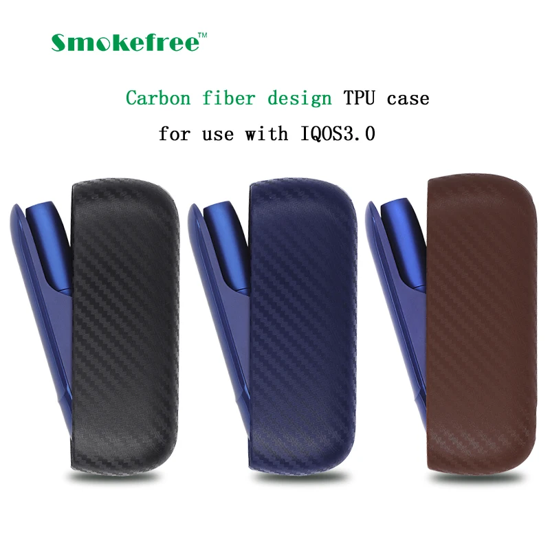 
Smokefree New design blue Carbon Fiber Pattern case weaving logo Soft shell for use with IQOS 3.0 