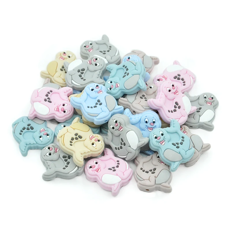 BPA Free Sea Lion Silicone Bead Baby Teething Toys For Pacifier Chain Necklace DIY Accessories