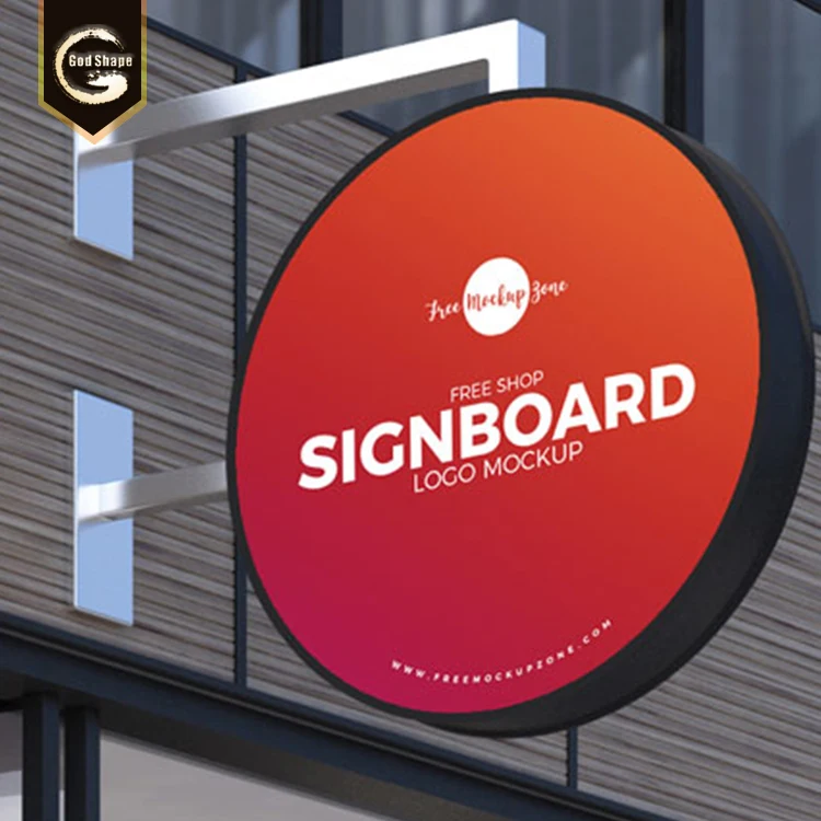 Best price outdoor  circle LED advertising light box letters wall mounted led logo printed round light boxes with brackets