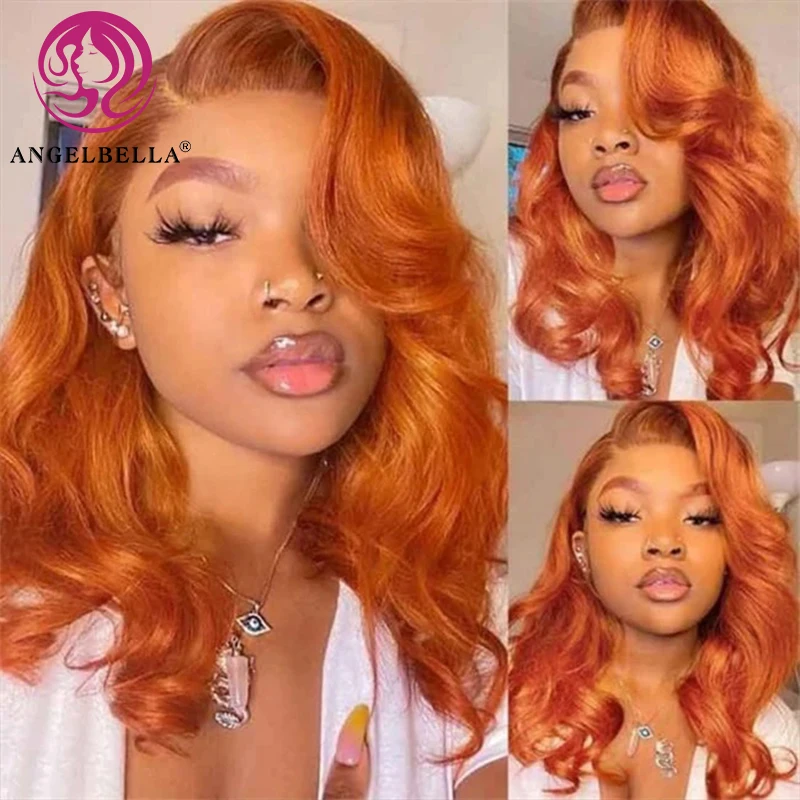 Highlight HD Wigs Human Hair Lace Front Shoulder Length Piano Color Curly Bob Wig Highlight Body Wave Bob Wig For Black Women