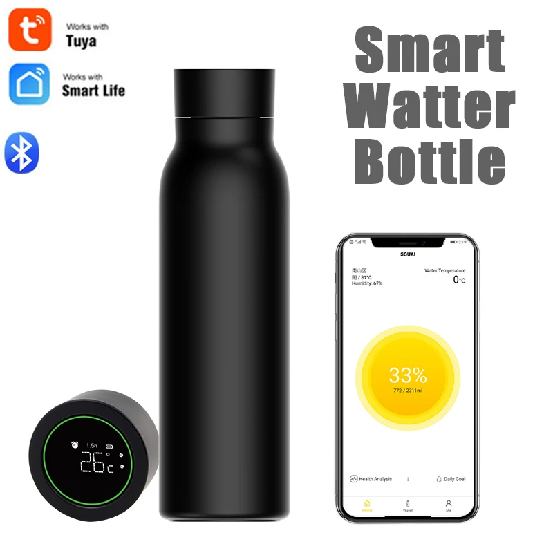 Tuya Smart Bottle BLE LCD Temperature Display 24-hour Heat And Cold Preservation smart bottle Magnetic Charging Thermos Cup