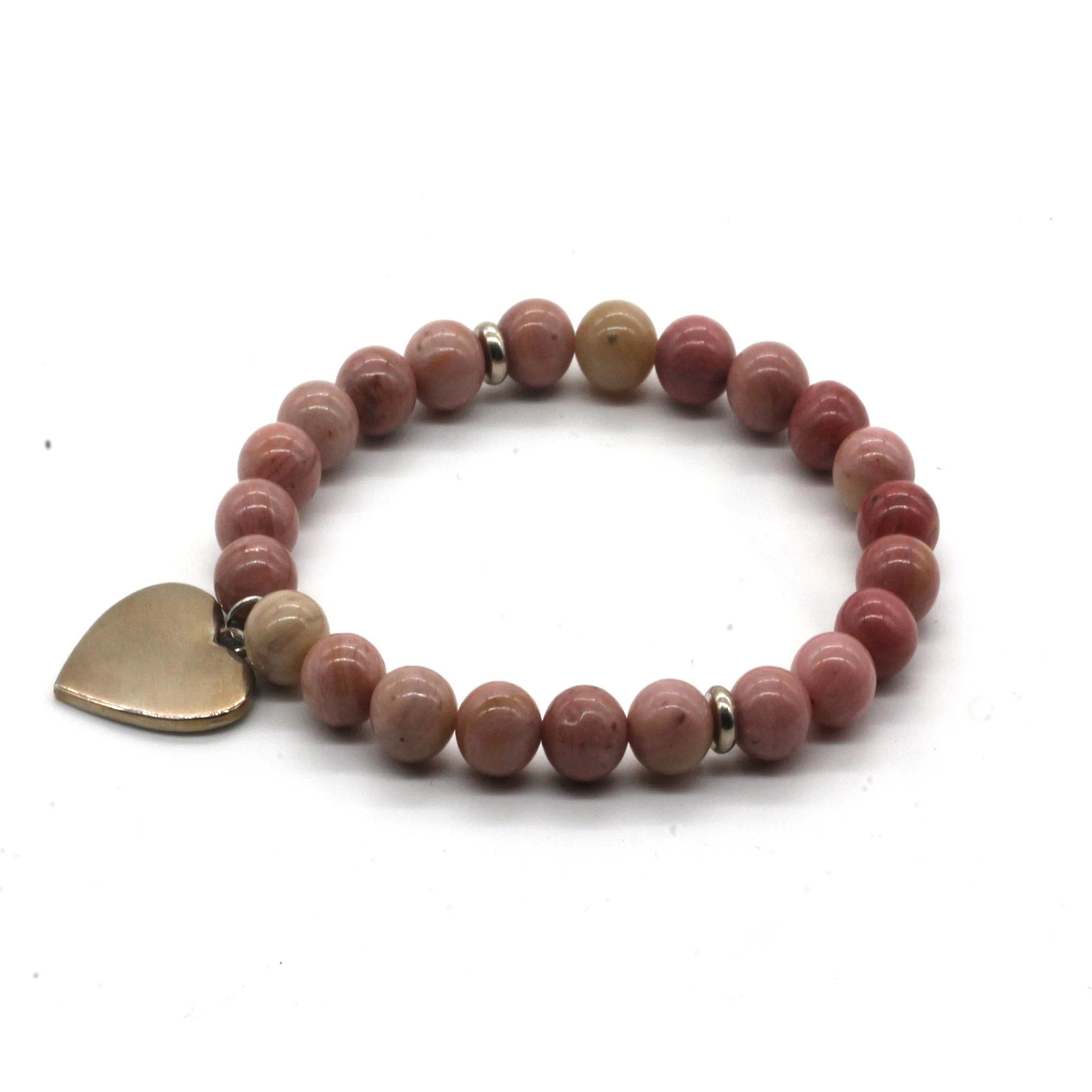 2024 Wholesale Fashion Jewelry Bracelets heart shape charms custom logo  natural stone beads bracelets for Christmas Gift