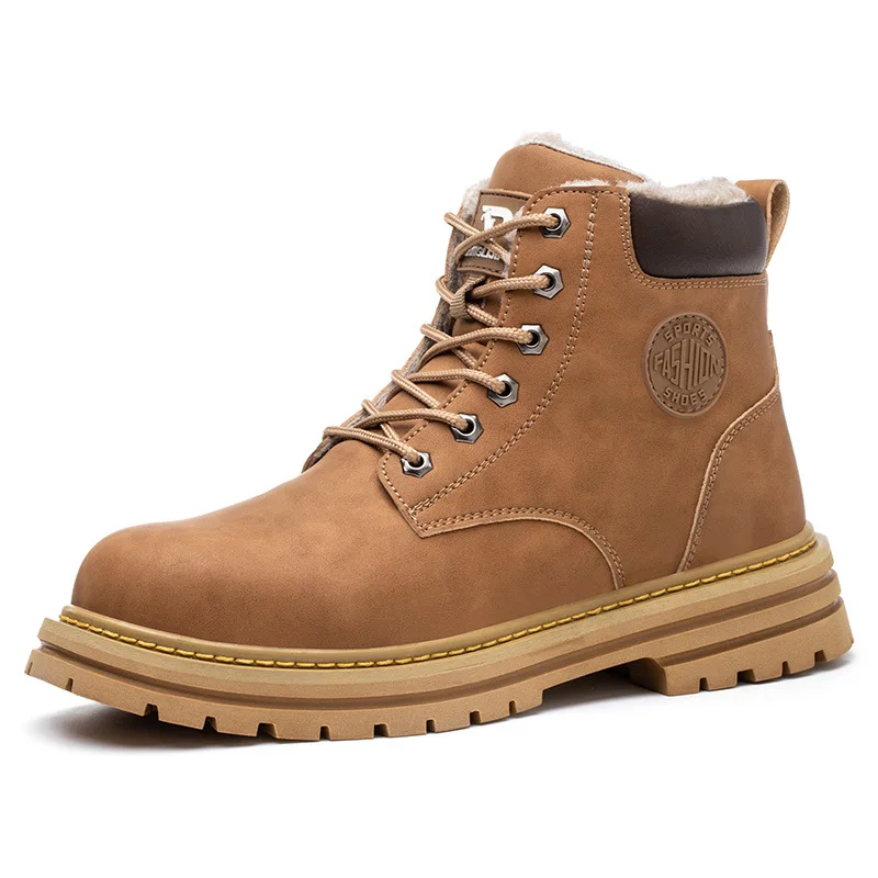 Hot selling industrial winter warm anti-puncture structural steel headband fleece safety work shoes