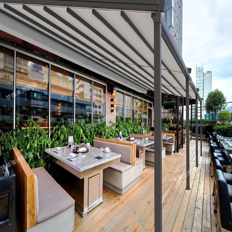 Automatic Folding Roof Sun Shading Aluminum Retractable Luxurious Pergola for Indoor Outdoor Electric Window Balcony