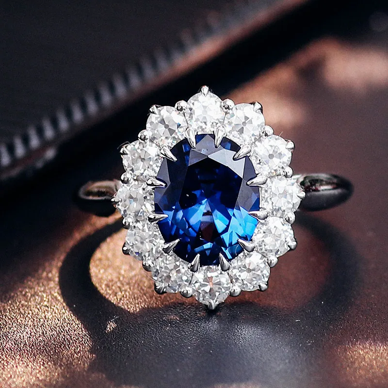 Popular Style Blue sapphire Gemstone Moissanite Engagement Rings Silver 10K 14K 18K Gold Popular Ring