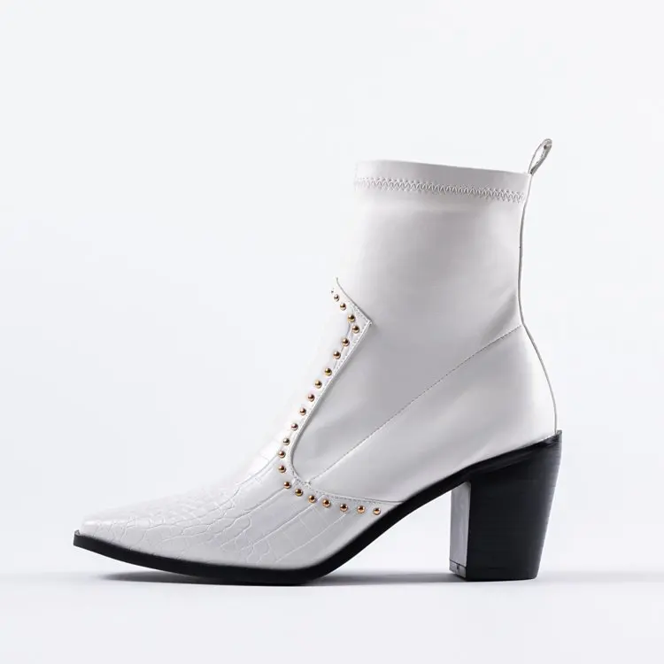 Motorcycle Western Cowboy Boots Women  Short Cossacks High Heels Cowgirl Booties Ankle botas Shoes