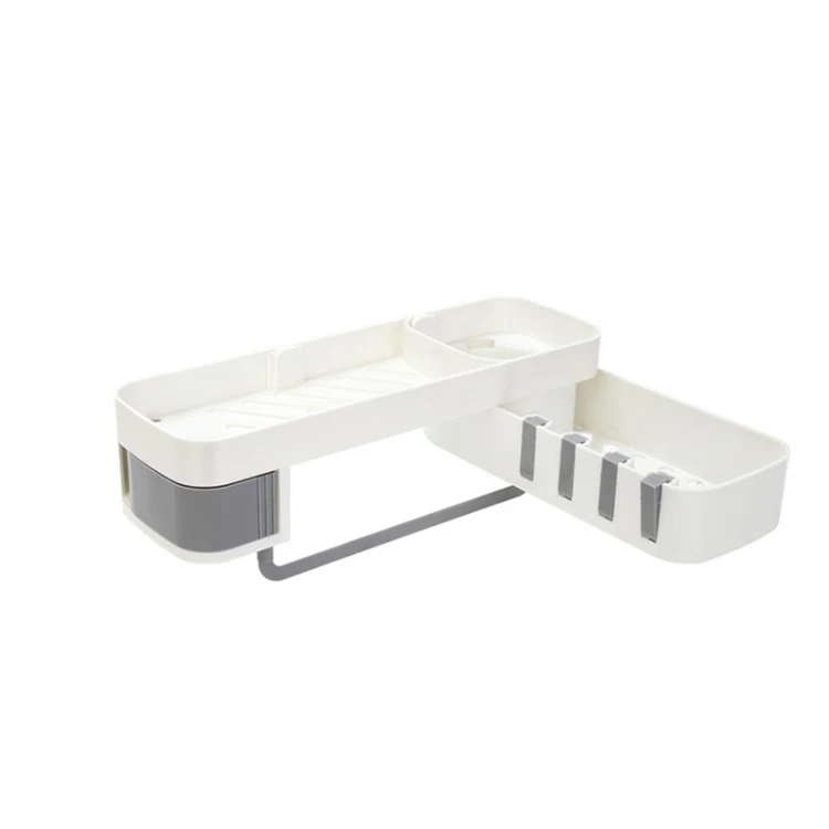 Multifunctional Plastic Kitchen Organizer Wall Holders Bathroom Storage Rack For Shampoo And Shower Gel