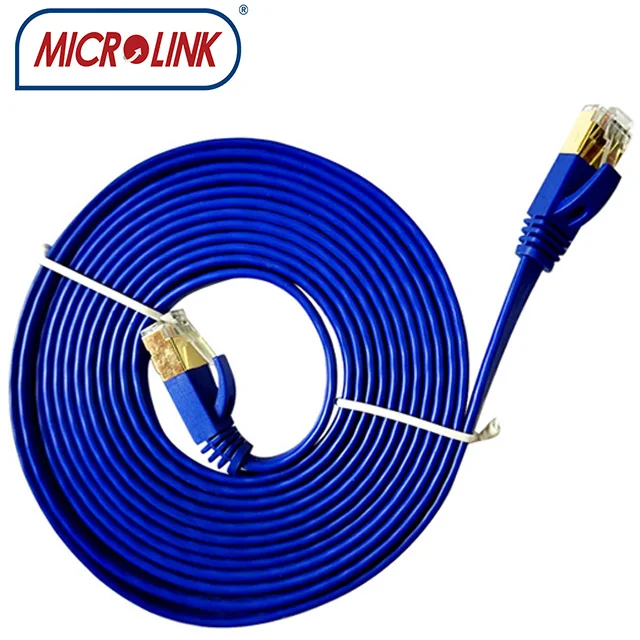 50 FT Flat RJ45 CAT7/CAT8 Network LAN Ethernet SSTP 10Gbps Gigabit sftp  Patch Cable with Gold Plated RJ45