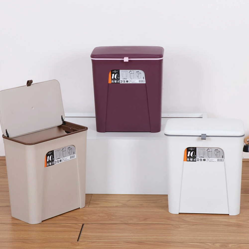 Garbage Trash Can Kitchen Plastic Food Waste Wall Mounted Waste Bin Bathroom Hanging Trash Can With Lid