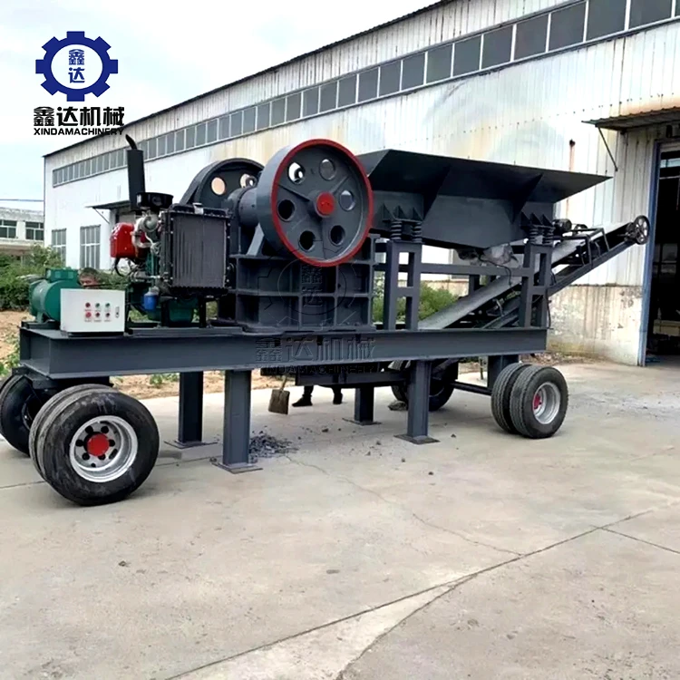 factory price mobile stone crusher with feeder and belt conveyor jaw crusher machinery