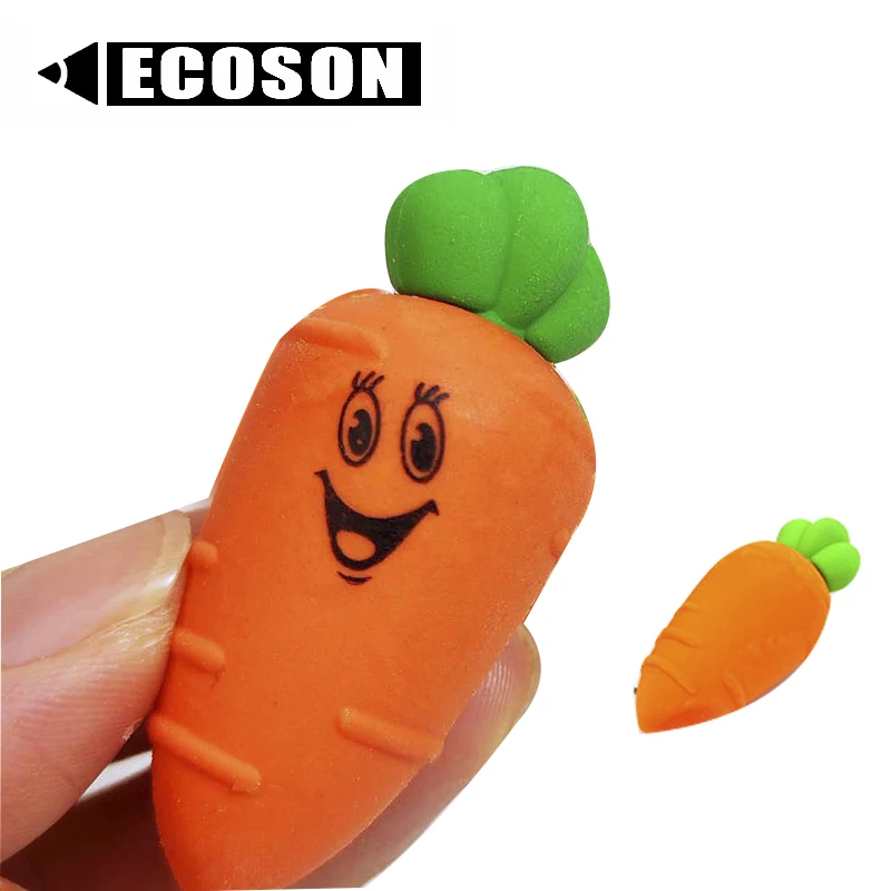 3d   shapes creative school student cute fancy stationery wholesale colored mini carrot shaped rubber eraser for kids