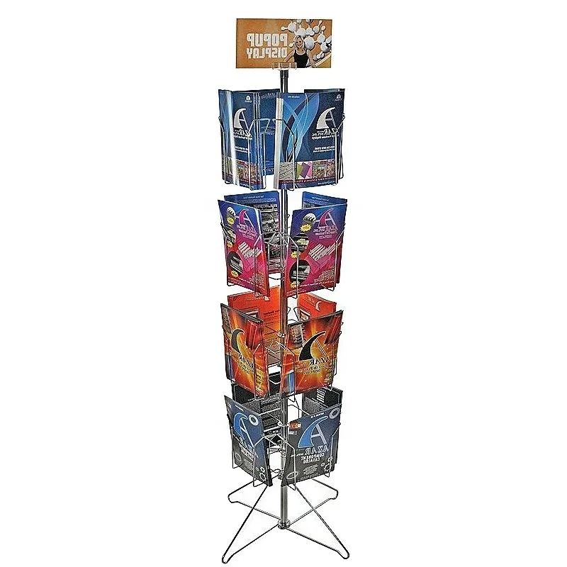 Wholesale Book Store Rotating Literature Display Magazine Store Rack Newspaper Brochure Display Shelves Literature Holder