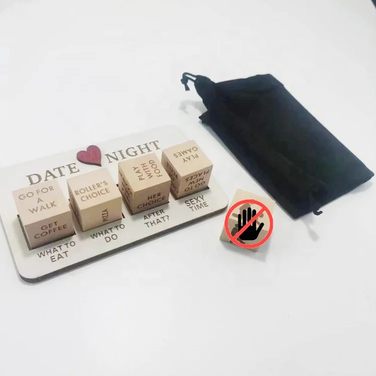 Hot Selling Free Dice Bag 5Pcs 30mm Wooden Date Night Dice for Couples