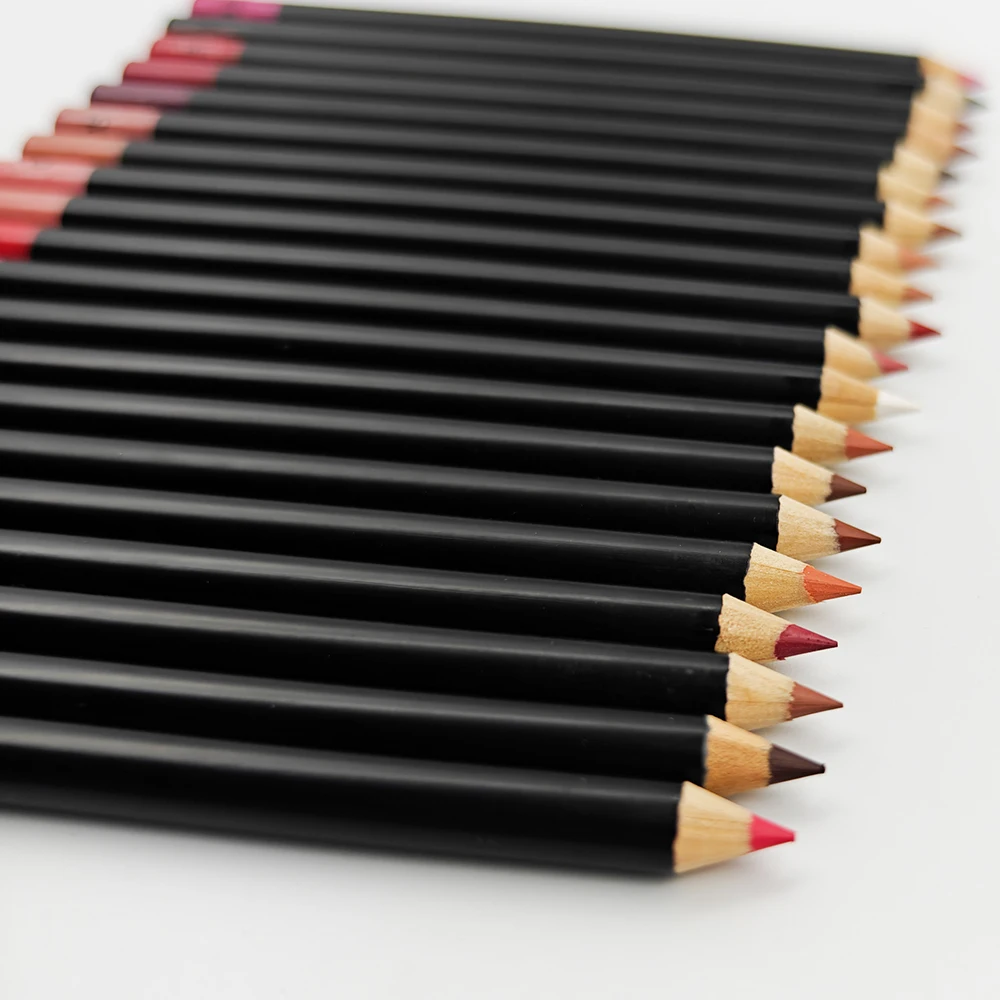 Wholesale Lipliner Waterproof Creamy Long Lasting Brown Nude Color Private Label Vegan Black Lip Liner Pencil