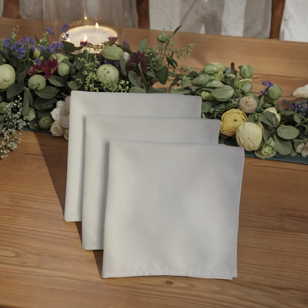 Handmade Classic  Polyester Dinner Table Napkins High Quality Embroidered Plain Style Home