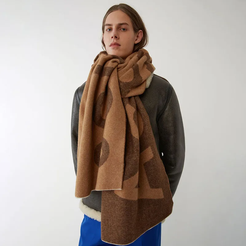 European Classic Letter Logo Scarf Female Autumn and Winter Thick Shawl Cashmere Scarf Wholesale Men And Womens Scarf
