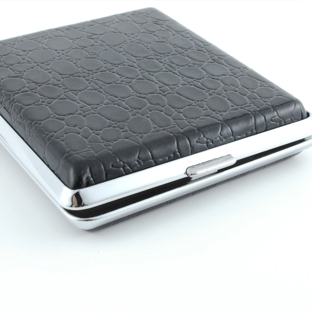
Cigarette Box Rectangular Metal Party OEM Craft Logo Smoking Accessories Wholesale Rolling Machine Leather Cigarette Case 