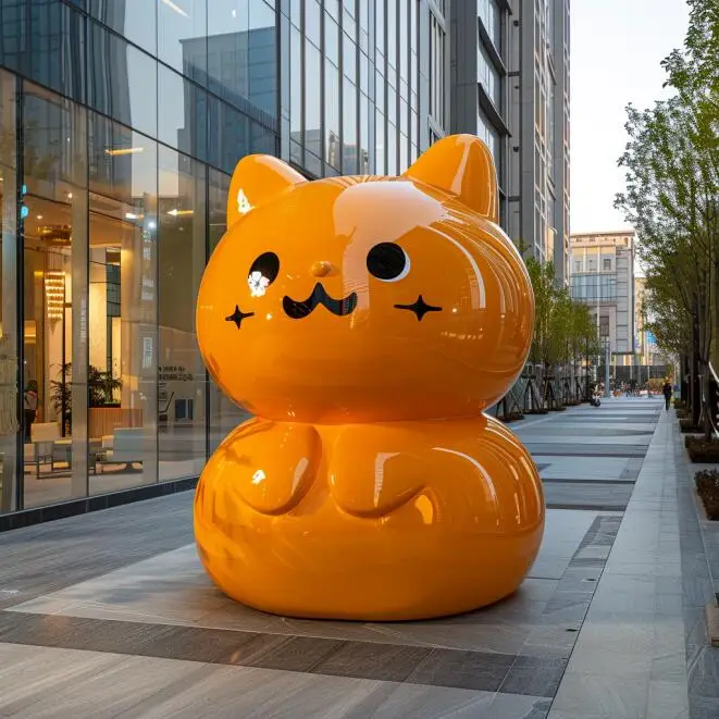 Hot selling resin animal sculptures custom cartoon cats 1:1 simulation animals